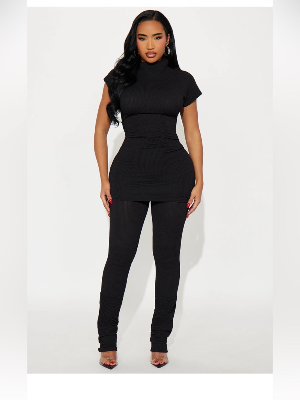 High Neck Ruched Pant Set - Size M